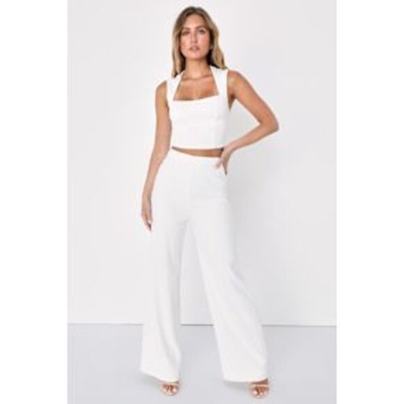 Lulus Pants - Lulus Women Enticing Endeavors Two-Piece Jumpsuit White Apparel Sets M